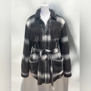 MOTHER Women’s The Fringe Patch Coat Size L